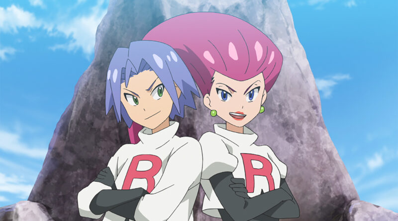 Pokémon de serie, foto van Jessie en James. Eén van de stemacteuren is de stem van James.