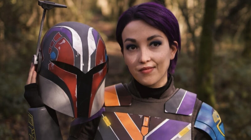 Nederlandse cosplayer Roxanne, The Womandalorian, als Sabine Wren.
