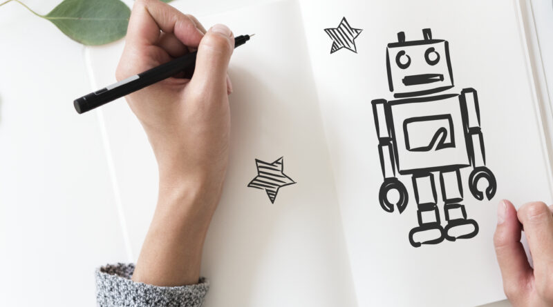 Tekening van een robot, ter illustratie van AI op cons.